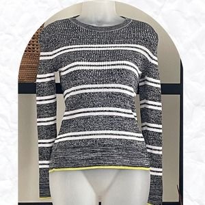 Banana Republic Women's Black White Striped Knit Stretch Cotton Sweaters Size S
